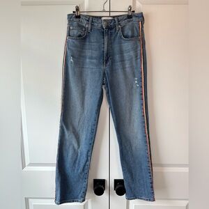 Sundry Women’s High Rise Straight Leg Rainbow Stripe Star Jeans (Size 26)